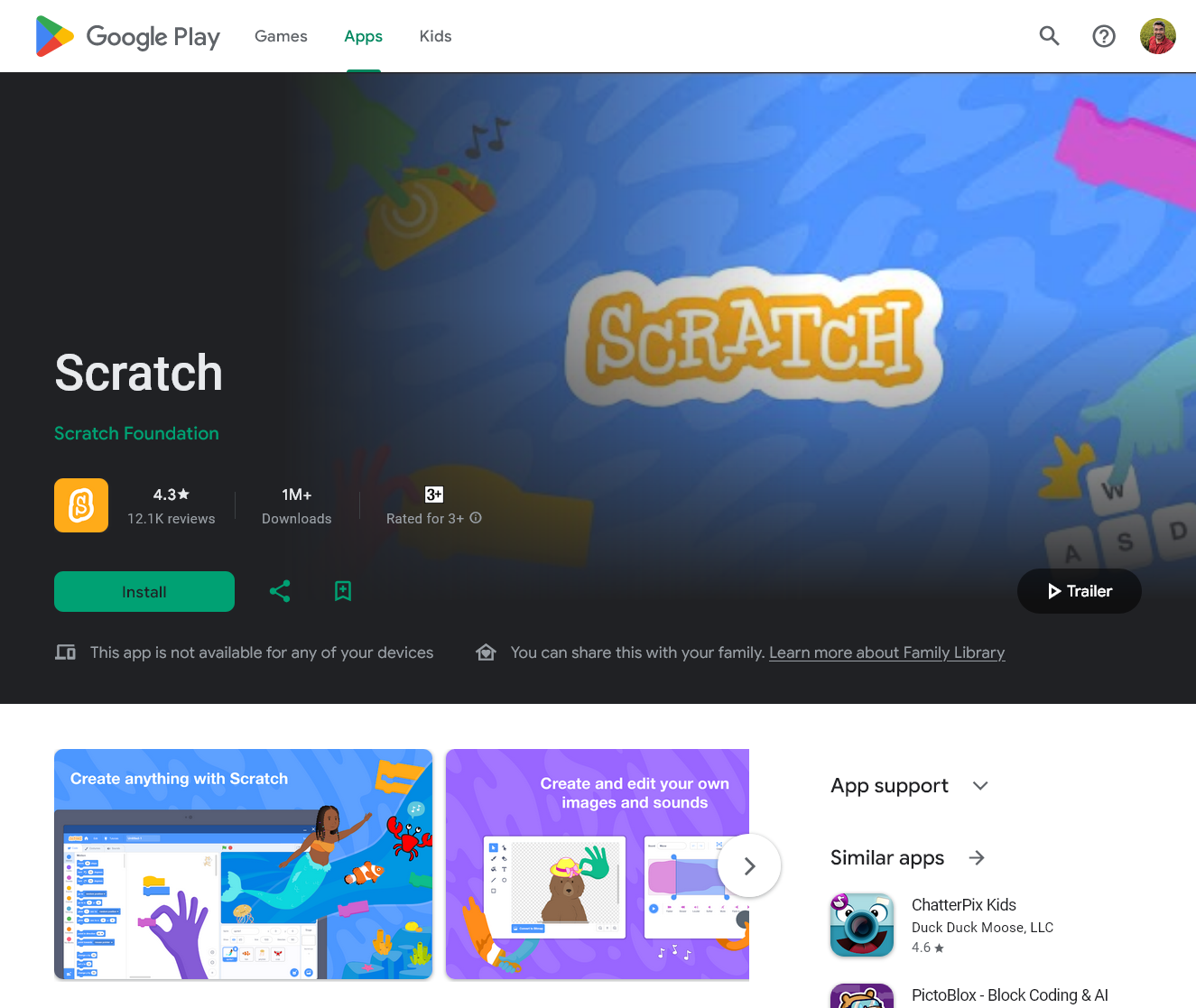 scratch android download page