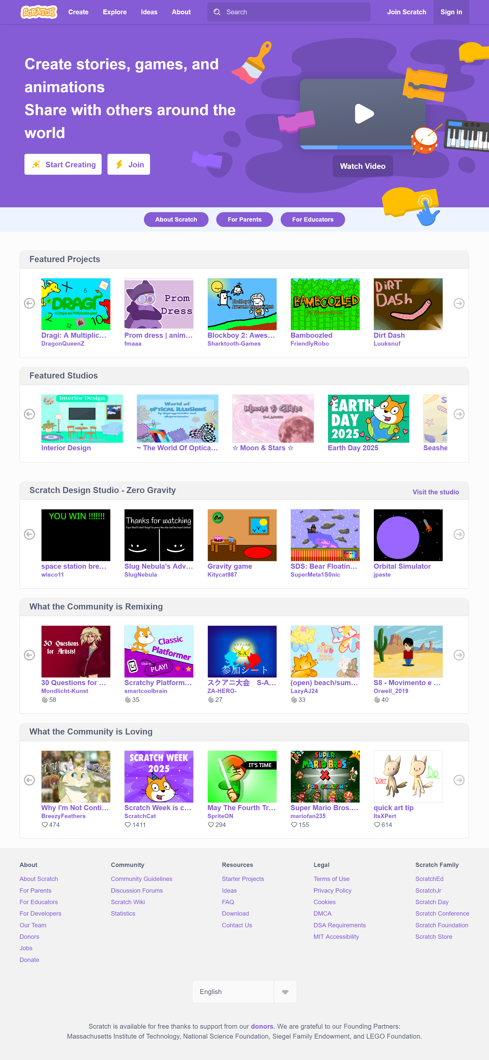 Scratch website screenshot